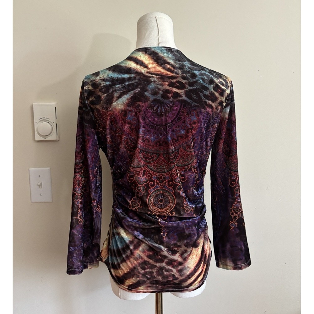 Vintage Y2K Boho Chic Medium Top Purple Pink Leopard Cheetah Print 90s 2000s - Picture 5 of 6